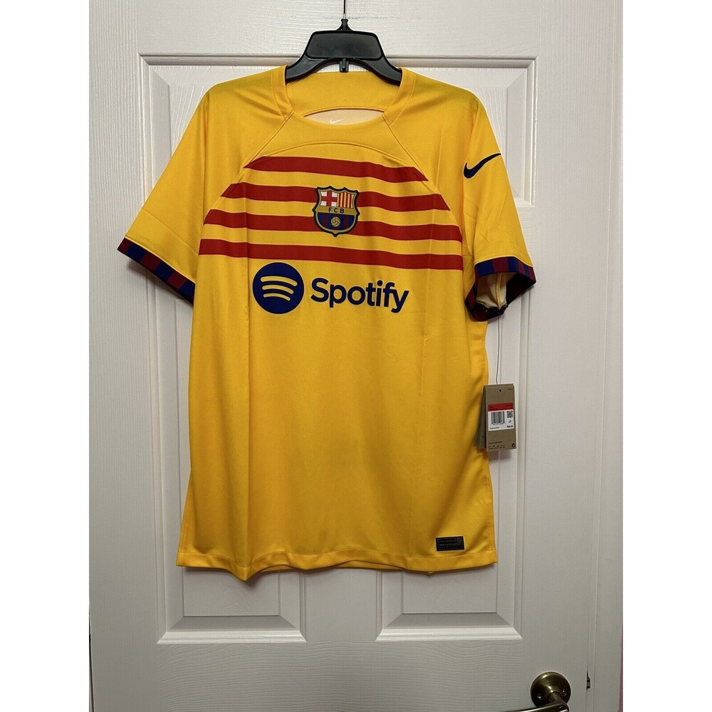 Size Large Barcelona Nike Soccer Fourth 4th Jersey Yellow 2022-23 DR5079-729